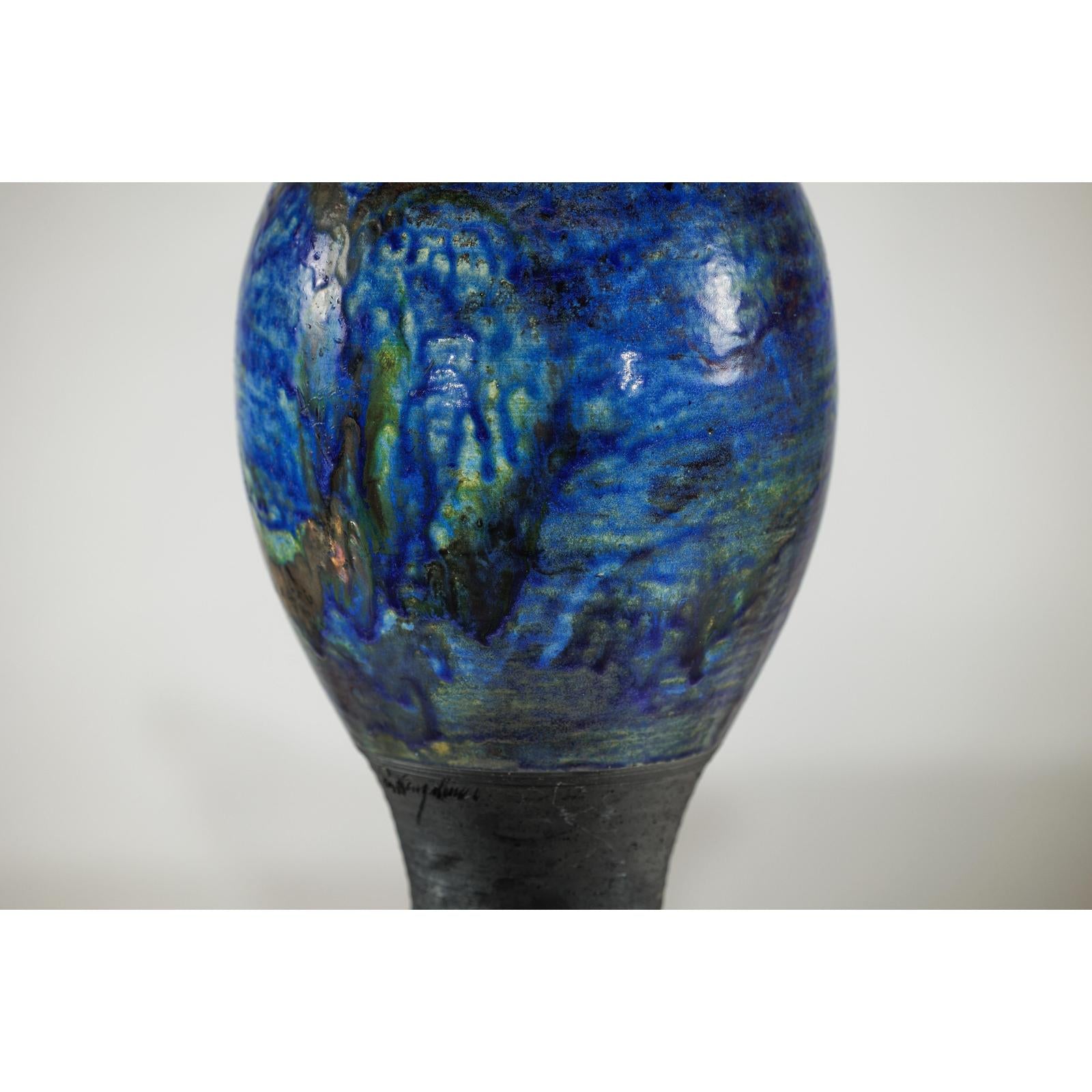 Studio Ceramic Vase with Cobalt Blue Glaze and Tapered Foot-8. Asian &amp; Chinese Furniture, Art, Antiques, Vintage Home Décor for sale at FEA Home