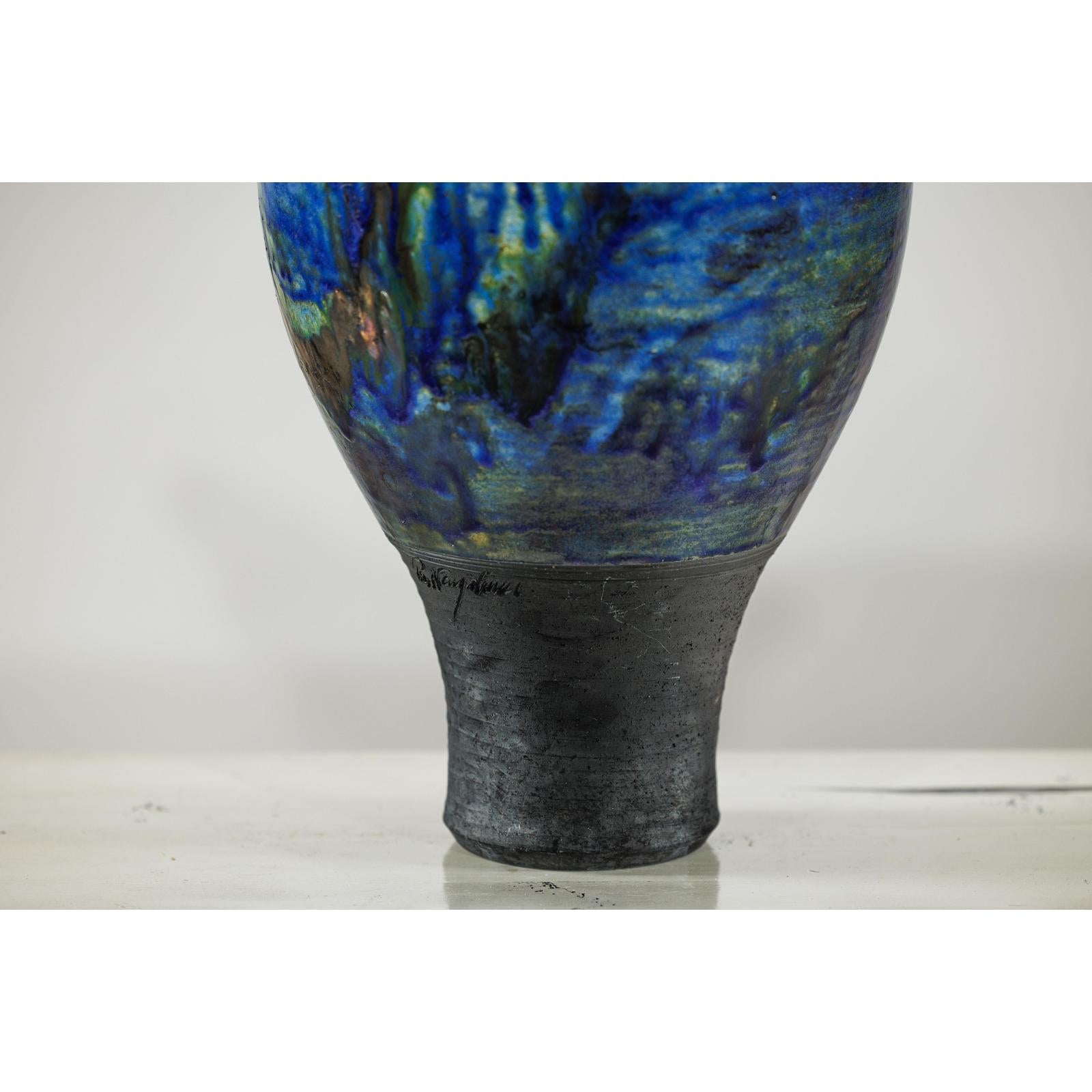 Studio Ceramic Vase with Cobalt Blue Glaze and Tapered Foot-9. Asian &amp; Chinese Furniture, Art, Antiques, Vintage Home Décor for sale at FEA Home