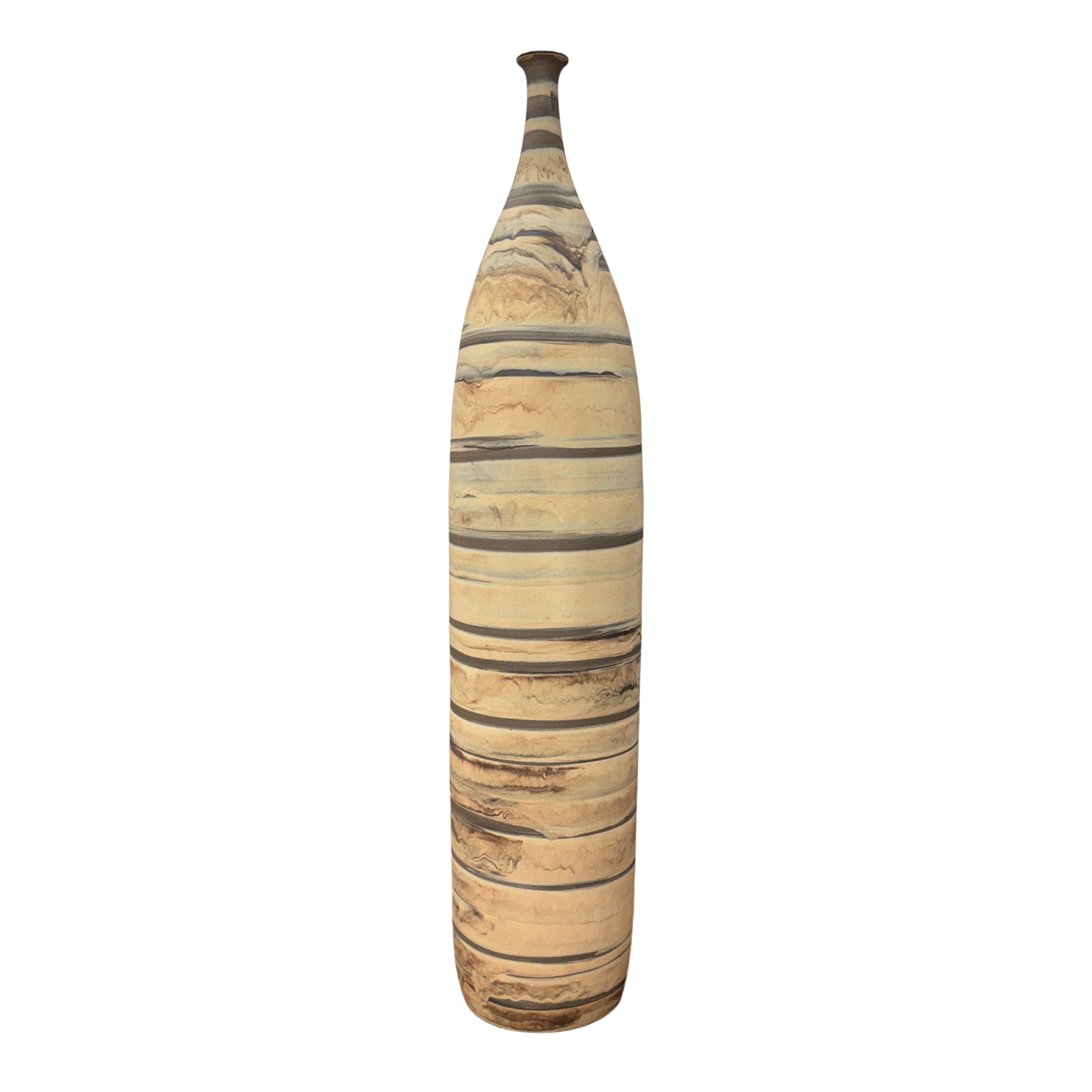 Tall and Slender Beige &amp; Clay Brown Ceramic Vase - FEA Home