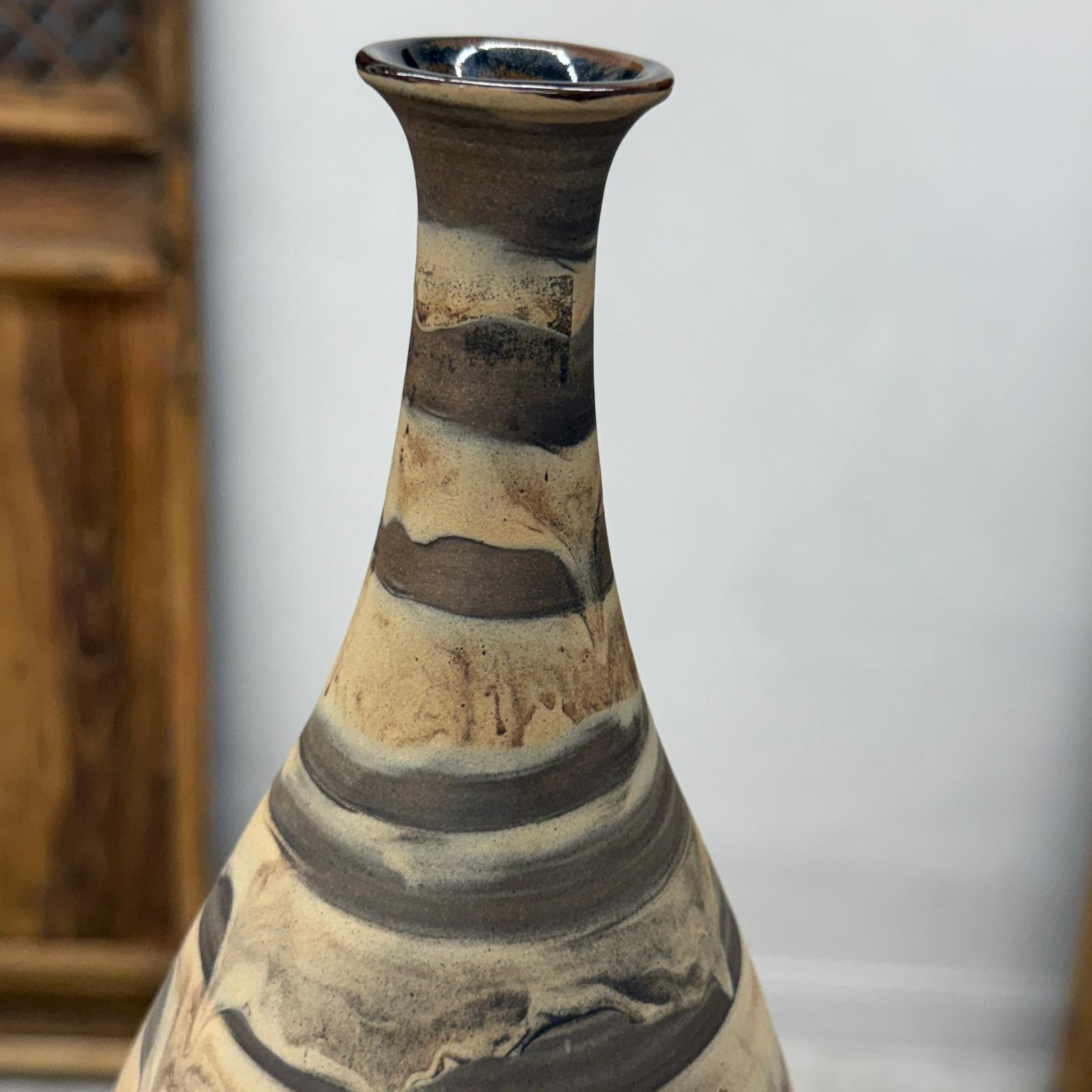Tall and Slender Beige &amp; Clay Brown Ceramic Vase - FEA Home