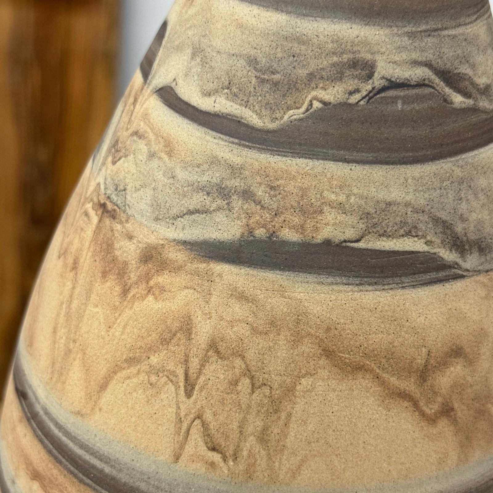 Tall and Slender Beige &amp; Clay Brown Ceramic Vase - FEA Home