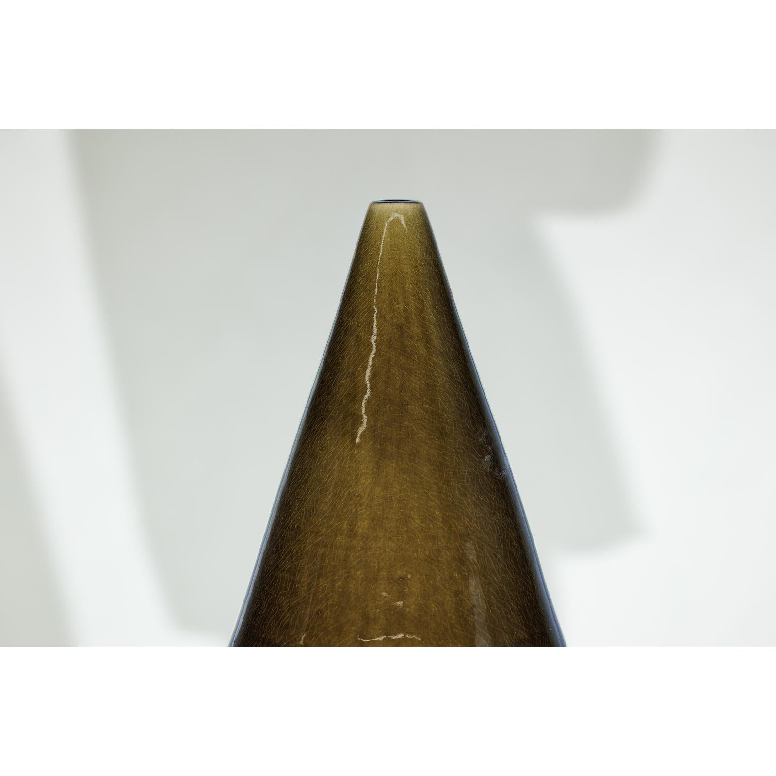 Tall Artisan Ceramic Vase in Burgundy and Brown Glaze with Teardrop Silhouette-12. Asian &amp; Chinese Furniture, Art, Antiques, Vintage Home Décor for sale at FEA Home