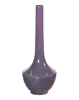 Tall Artisan Ceramic Vase with Purple Glaze and Slender Neck