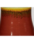 Tall Artisan Hand-Crafted Ceramic Vase with Green Drip Glaze over Red Base