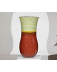 Tall Artisan Hand-Crafted Ceramic Vase with Green Drip Glaze over Red Base
