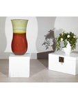 Tall Artisan Hand-Crafted Ceramic Vase with Green Drip Glaze over Red Base