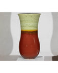 Tall Artisan Hand-Crafted Ceramic Vase with Green Drip Glaze over Red Base