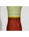Tall Artisan Hand-Crafted Ceramic Vase with Green Drip Glaze over Red Base