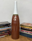 Tall Brown & Green Ceramic Vase with Narrow White Neck - FEA Home