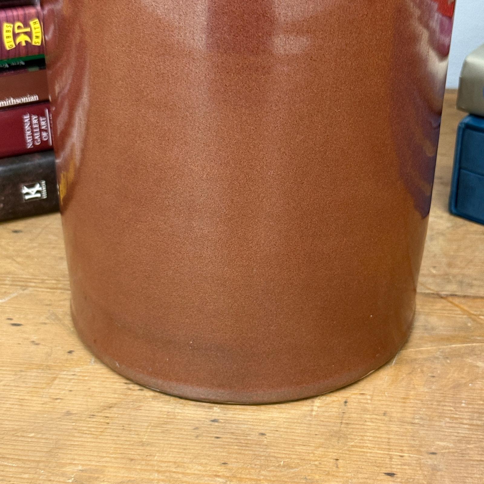 Tall Brown &amp; Green Ceramic Vase with Narrow White Neck - FEA Home