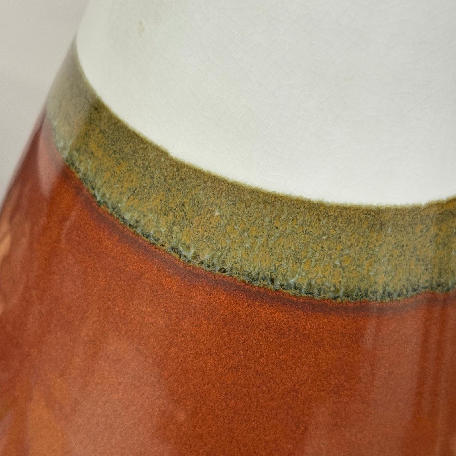 Tall Brown &amp; Green Ceramic Vase with Narrow White Neck - FEA Home