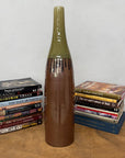 Tall Brown & Olive Glazed Ceramic Vase with Slender Neck - FEA Home