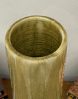 Tall Brown & Olive Glazed Ceramic Vase with Slender Neck - FEA Home
