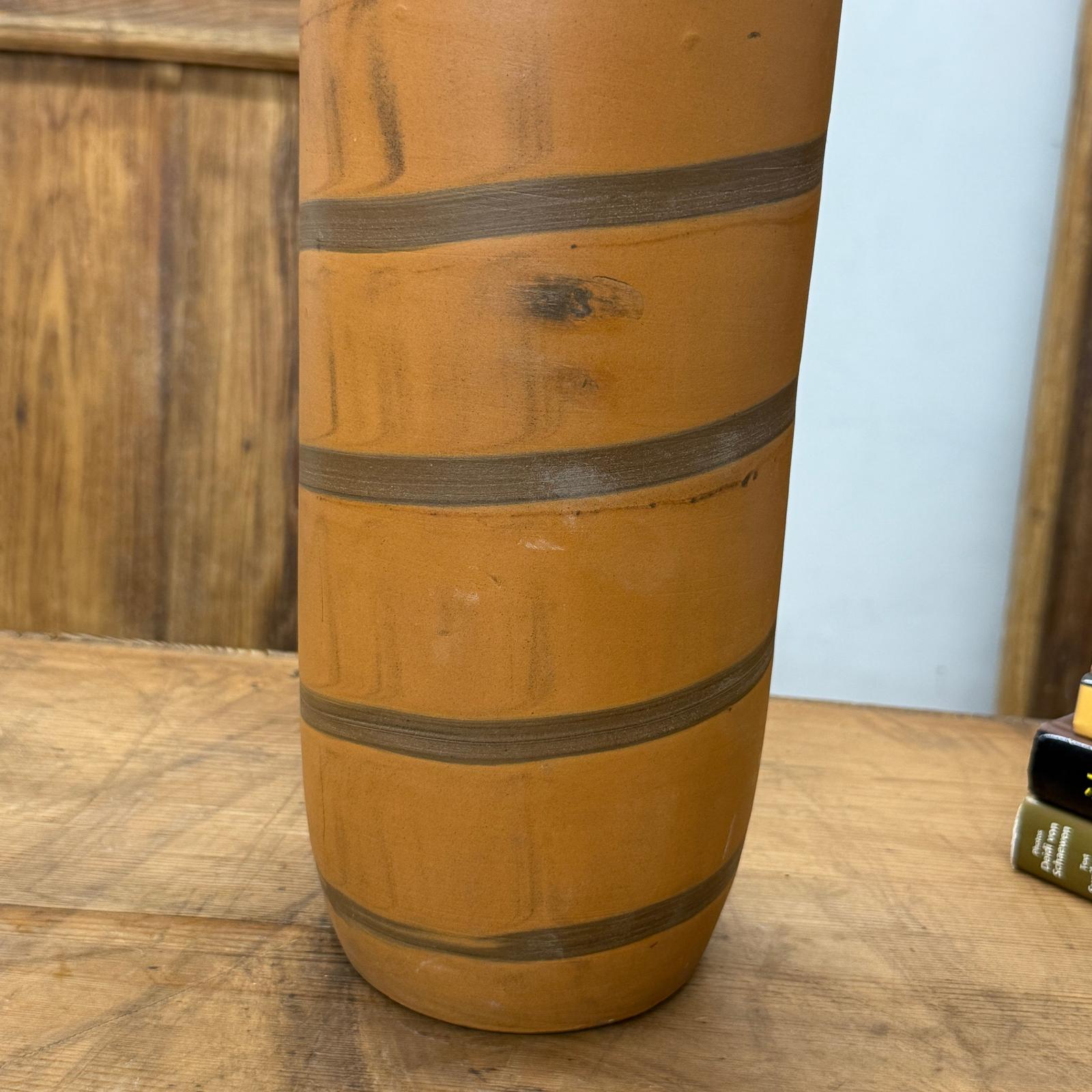 Tall Burnt Orange Ceramic Vase with Fluted Neck &amp; Grey Swirls, SKU , image 7