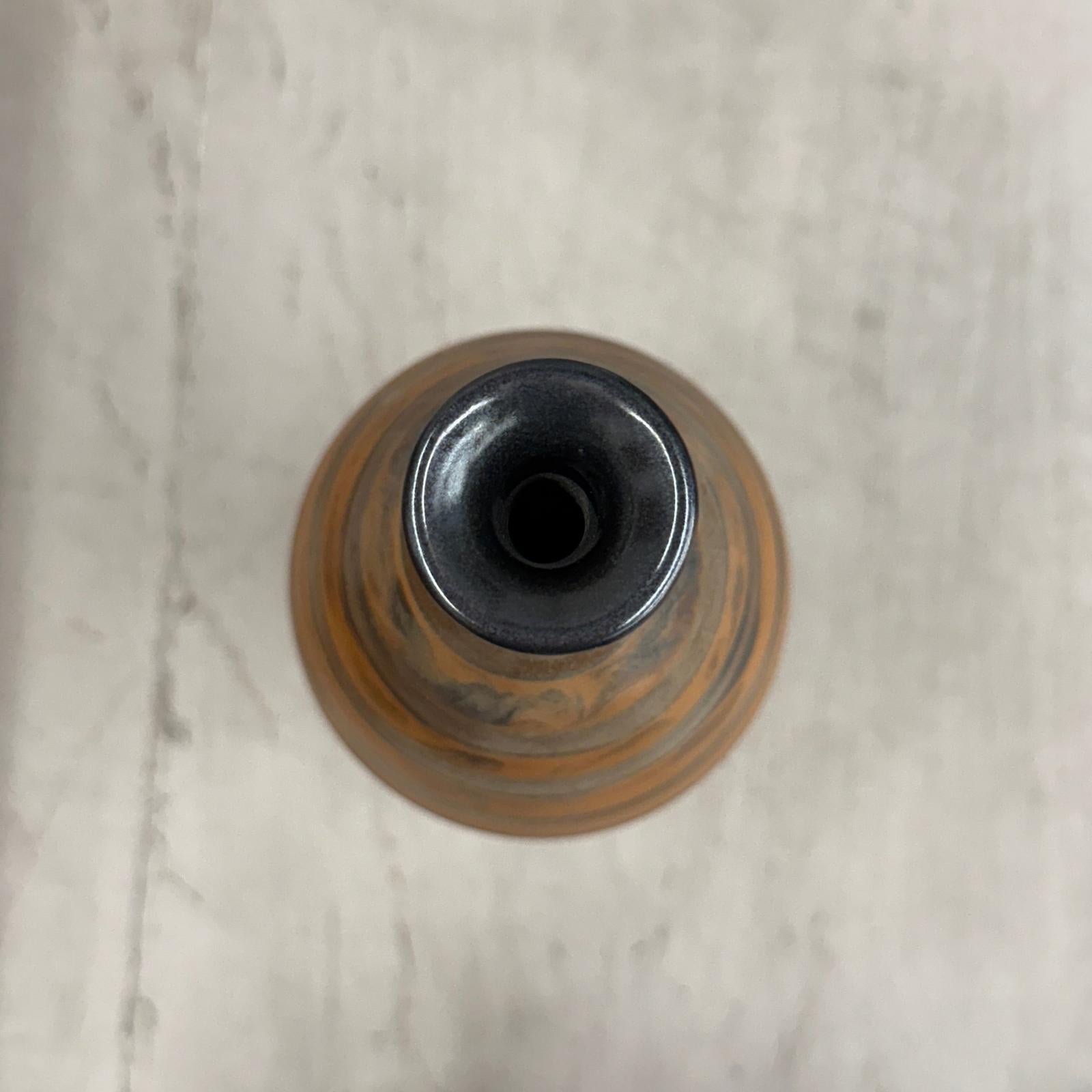 Tall Burnt Orange Ceramic Vase with Fluted Neck &amp; Grey Swirls, SKU , image 9