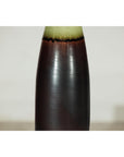 Tall Ceramic Vase with Charcoal Body & Moss Green Glazed Neck