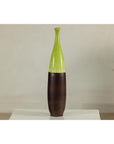Tall Ceramic Vase with Glossy Green & Matte Brown Glaze - image 12