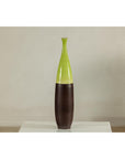 Tall Ceramic Vase with Glossy Green & Matte Brown Glaze - image 13