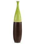 Tall Ceramic Vase with Glossy Green & Matte Brown Glaze - image 1