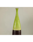 Tall Ceramic Vase with Glossy Green & Matte Brown Glaze - image 3