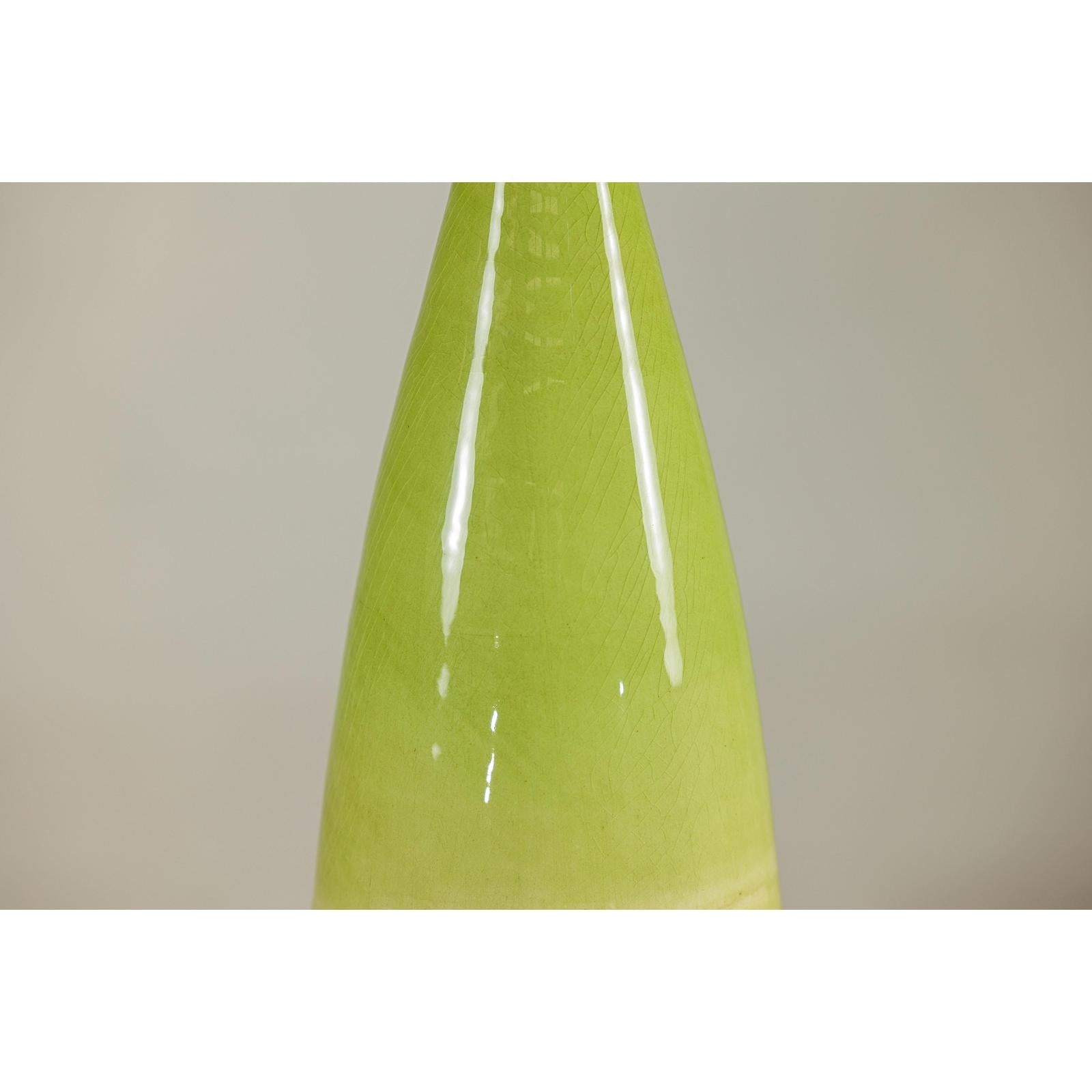 Tall Ceramic Vase with Glossy Green &amp; Matte Brown Glaze - image 7
