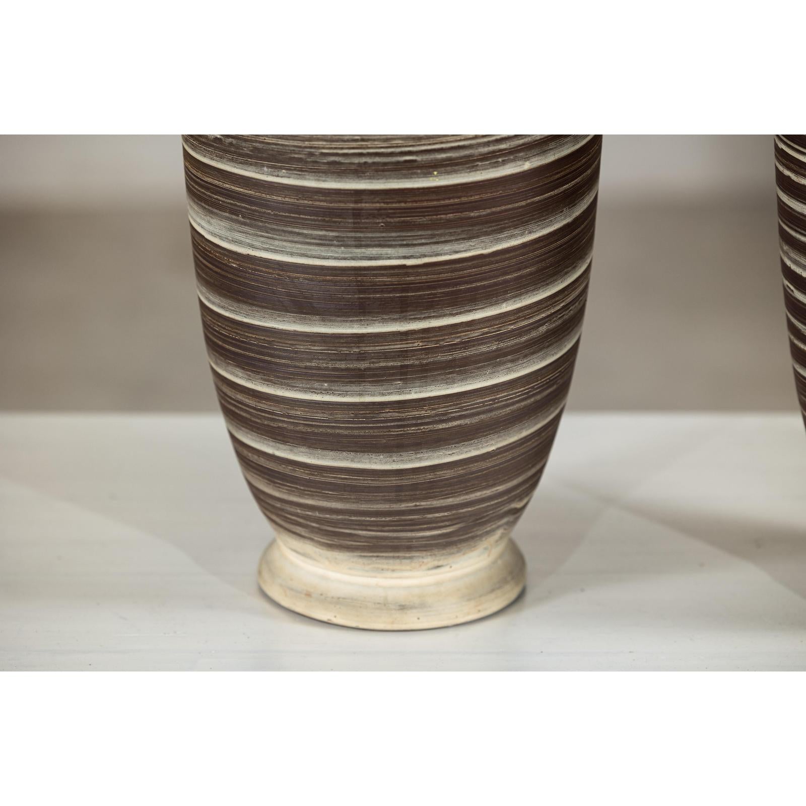 Tall Ceramic Vases with Horizontal Swirl Design, Sold Per