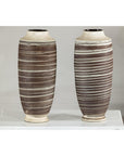 Tall Ceramic Vases with Horizontal Swirl Design, Sold Per