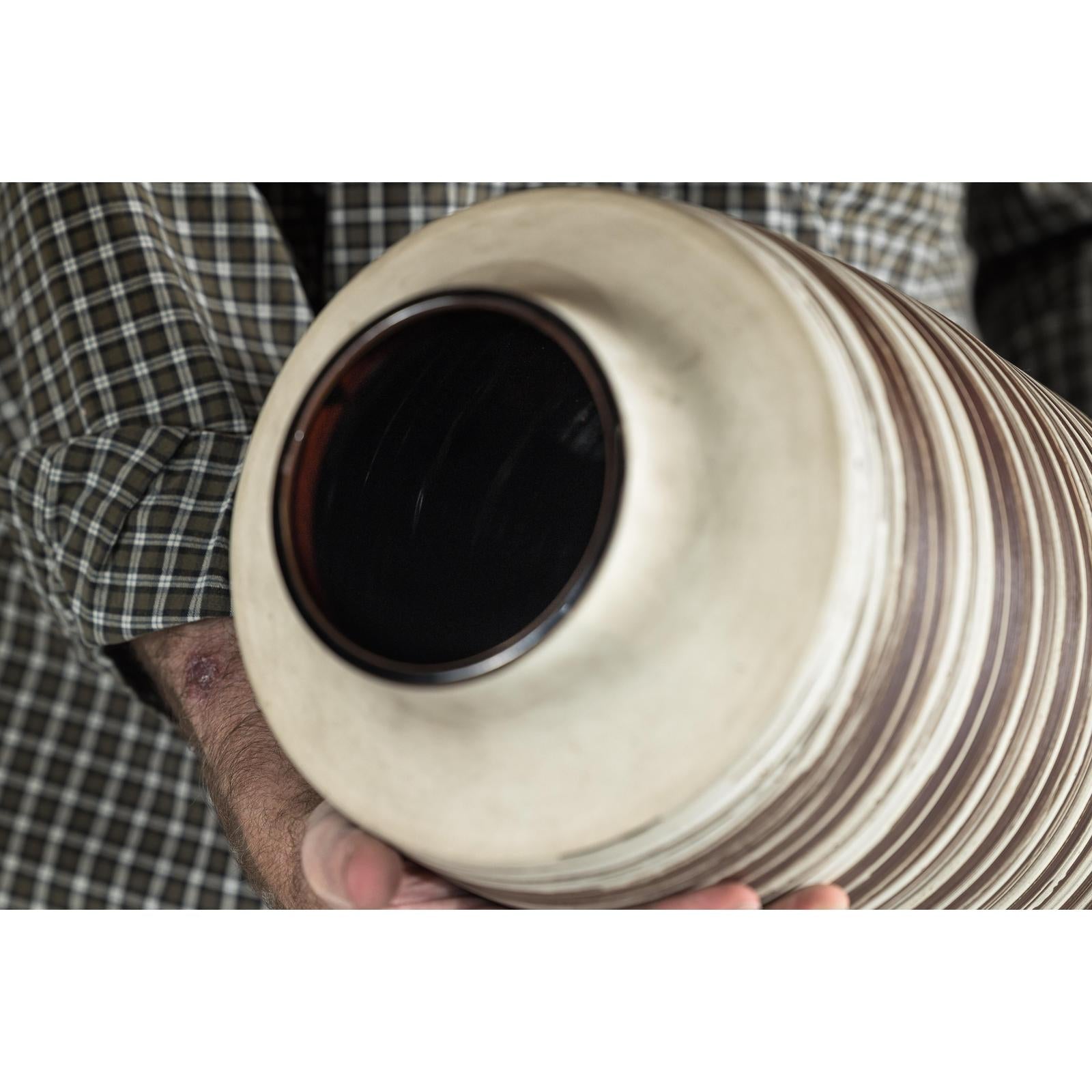 Tall Ceramic Vases with Horizontal Swirl Design, Sold Per