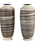 Tall Ceramic Vases with Horizontal Swirl Design, Sold Per