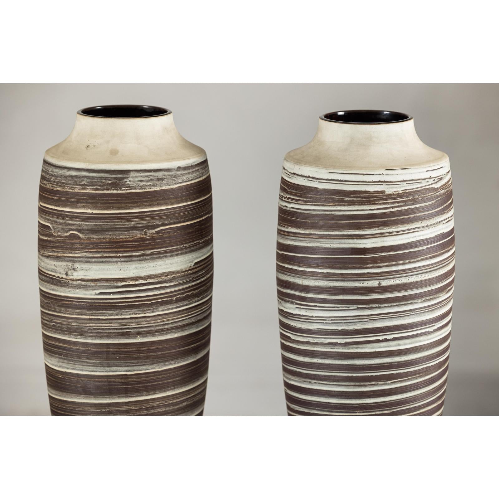 Tall Ceramic Vases with Horizontal Swirl Design, Sold Per
