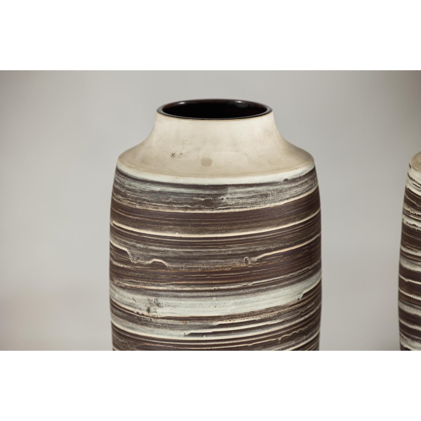 Tall Ceramic Vases with Horizontal Swirl Design, Sold Per