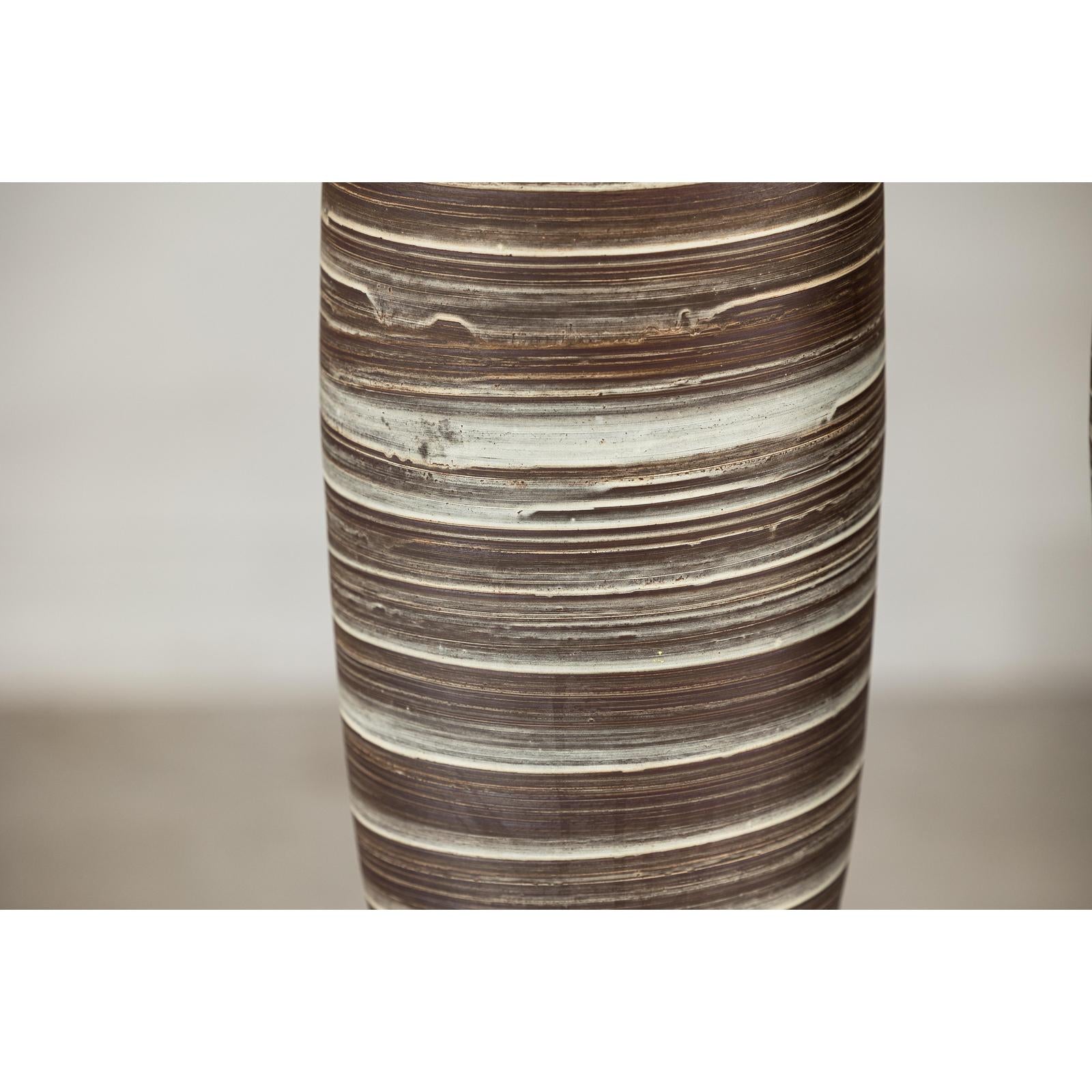 Tall Ceramic Vases with Horizontal Swirl Design, Sold Per