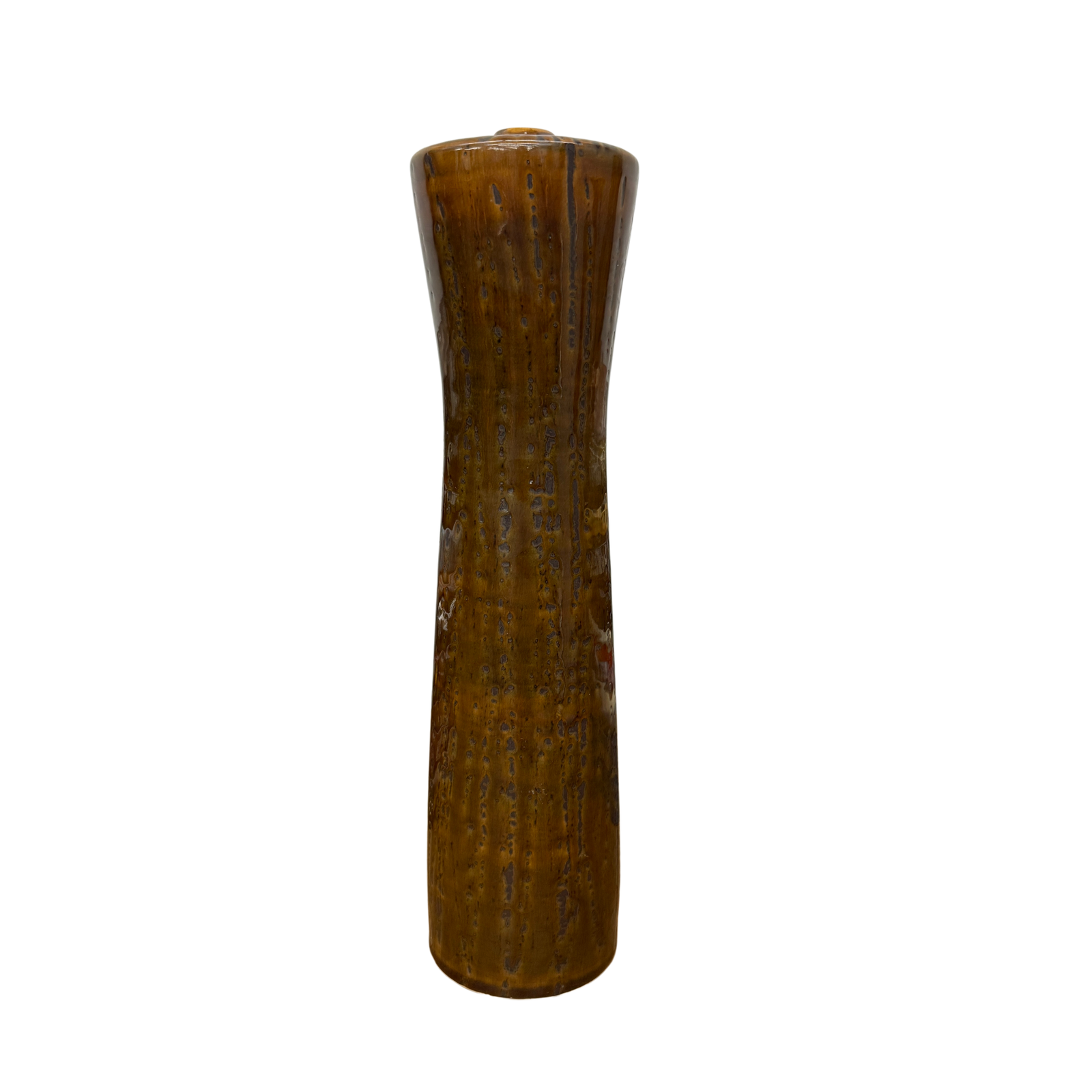 Tall Cylindrical Ceramic Amber Brown Column Vase, SKU , image 1