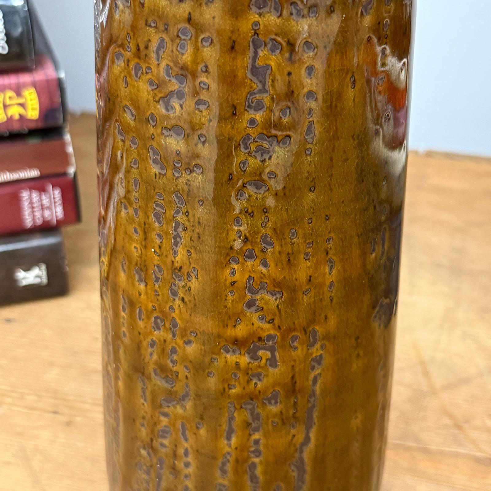 Tall Cylindrical Ceramic Amber Brown Column Vase, SKU , image 6