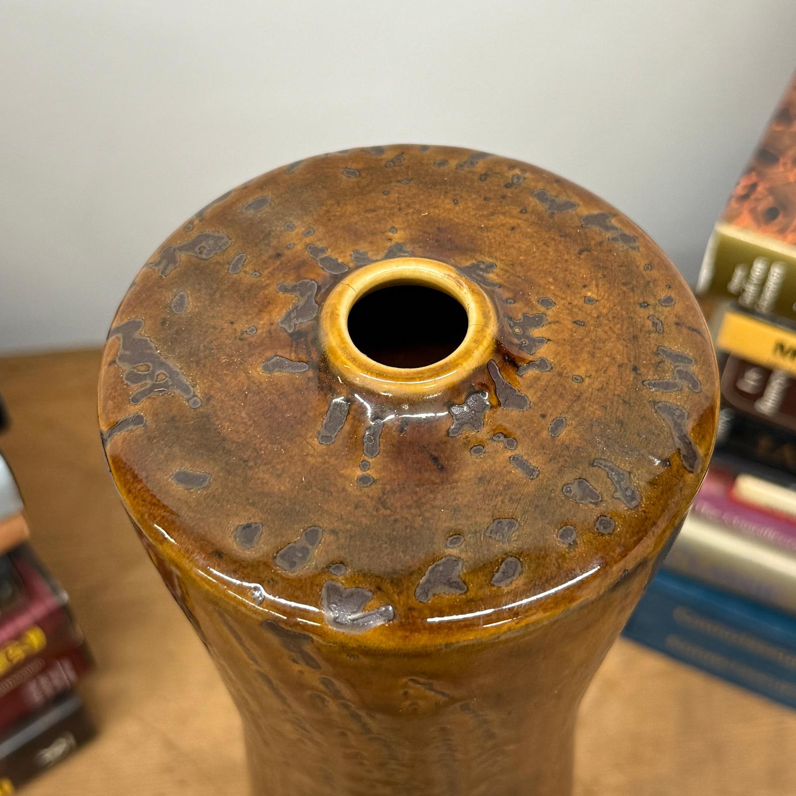 Tall Cylindrical Ceramic Amber Brown Column Vase, SKU , image 7