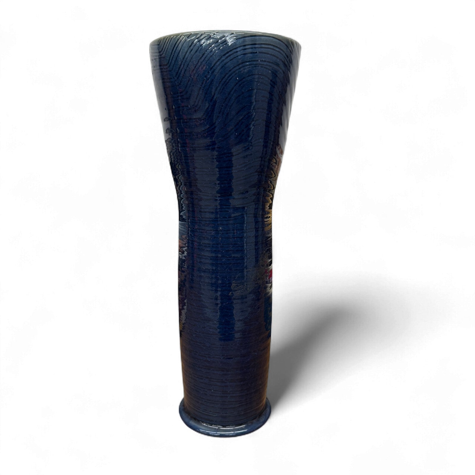 Tall Deep Blue Glazed Ceramic Vase with Wide Mouth, SKU , image 1