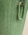Tall Green Crackle Glazed Ceramic Vase with Elephant Handles - FEA Home