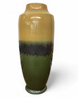 Tall Green Vase with Mustard Top and Charcoal Glaze Band, SKU , image 1