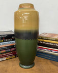 Tall Green Vase with Mustard Top and Charcoal Glaze Band, SKU , image 2