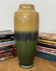 Tall Green Vase with Mustard Top and Charcoal Glaze Band, SKU , image 4