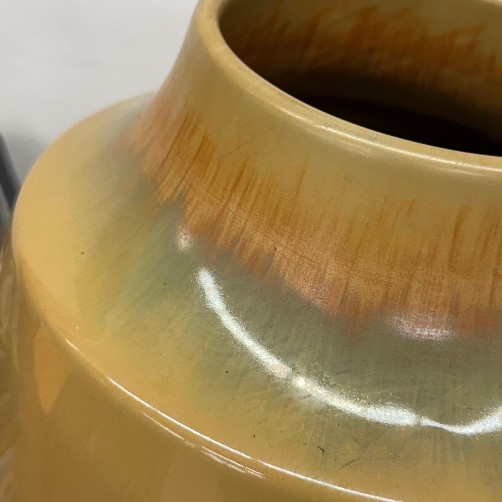 Tall Green Vase with Mustard Top and Charcoal Glaze Band, SKU , image 8