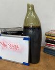 Tall Olive & Charcoal Ceramic Vase with Amber Drip Glaze, SKU , image 11