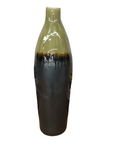 Tall Olive & Charcoal Ceramic Vase with Amber Drip Glaze, SKU , image 1