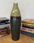 Tall Olive & Charcoal Ceramic Vase with Amber Drip Glaze, SKU , image 3