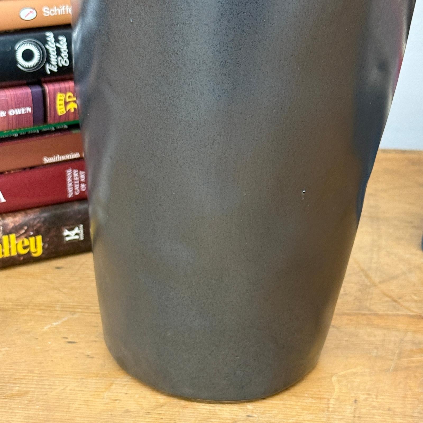 Tall Olive &amp; Charcoal Ceramic Vase with Amber Drip Glaze, SKU , image 7
