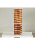 Tall Orange-Brown Artisan Ceramic Vase with Swirl Design