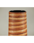 Tall Orange-Brown Artisan Ceramic Vase with Swirl Design