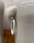 Tall Pair of White Ceramic Vases with Elephant Head Handles - FEA Home