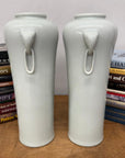 Tall Pair of White Ceramic Vases with Elephant Head Handles - FEA Home