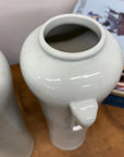 Tall Pair of White Ceramic Vases with Elephant Head Handles - FEA Home